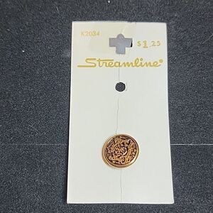 Streamline Vintage Black Gold Round Metal Button K2034